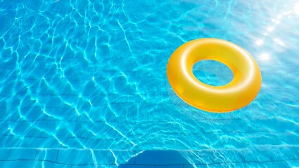 Sunny Poolside with Yellow Float