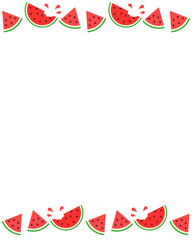 Fototapeta premium Summer watermelon frame, Food illustration, Tropical fruit image for poster, flyer, greeting postcard, invitation. 