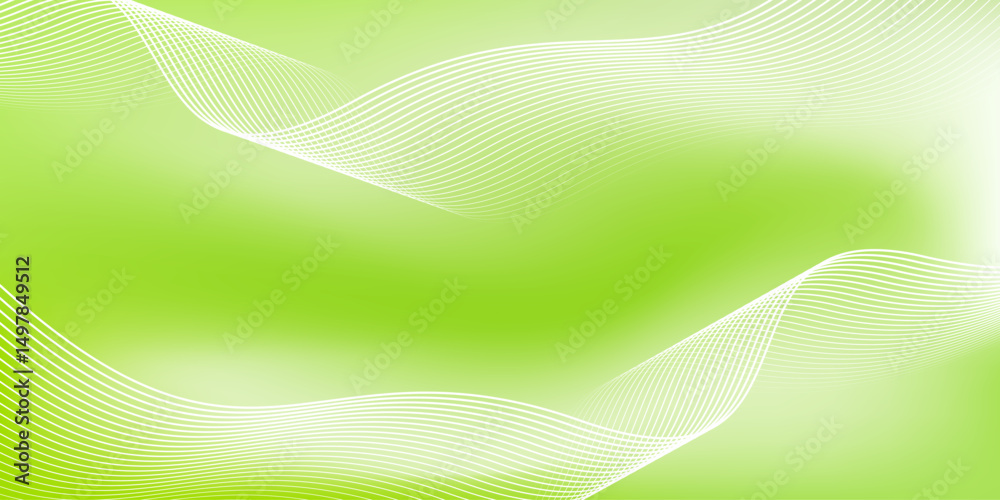 Wall mural abstract green gradient background with shining lines waves. minimalist background for banner, poste
