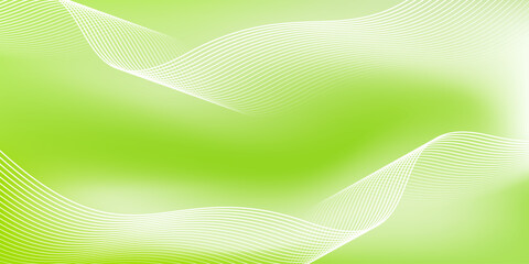 Abstract green gradient background with shining lines waves. Minimalist background for banner, poster, cover, brochure, flyer, website