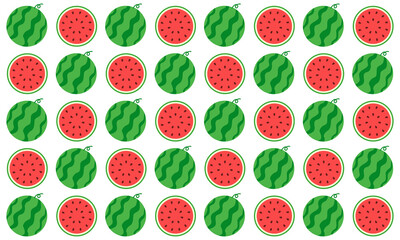 Summer watermelon pattern illustration, Food illustration, Tropical fruit image for poster, flyer, greeting postcard, invitation. 