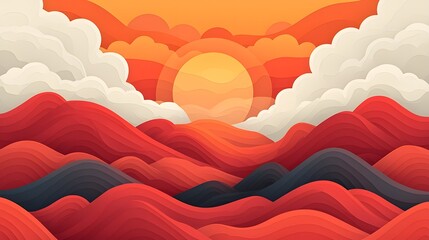 Fototapeta premium Dramatic mountain landscape at sunset