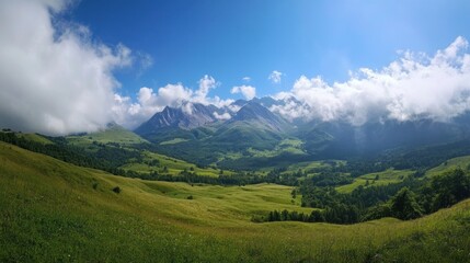 Obraz premium Majestic Mountain Panorama: A Serene Landscape