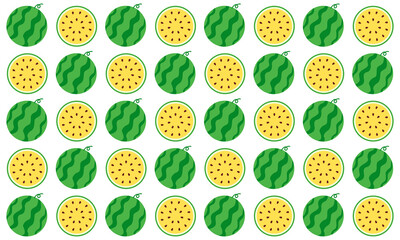 Summer watermelon pattern illustration, Food illustration, Tropical fruit image for poster, flyer, greeting postcard, invitation. 