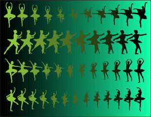 Ballet dancers silhouettes in gradient