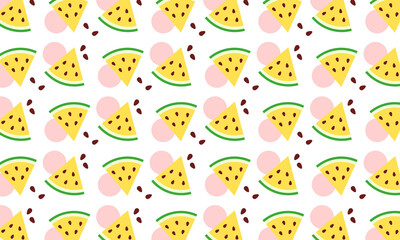 Naklejka premium Summer watermelon pattern illustration, Food illustration, Tropical fruit image for poster, flyer, greeting postcard, invitation. 