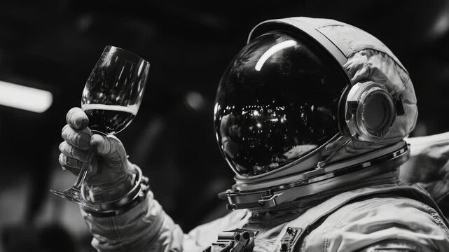Astronaut enjoying his favorite beverage in space, great for sci-fi or futuristic concepts