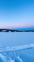 Obraz premium Serene Snowy Landscape Under Soft Blue Twilight Sky