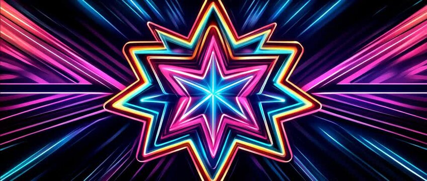 Retro-inspired motion pattern neon kaleidoscope animation, neon kaleidoscope 
animation for motion design, neon kaleidoscope animation background loop neon kaleidoscope animation
