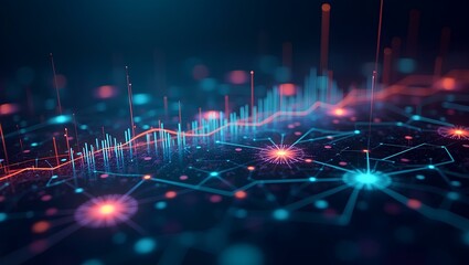 Futuristic Abstract 3D Data Visualization with Glowing Charts &ndash; AI Art for Big Data