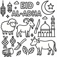 Eid al-Adha Vector Elements – Islamic & Traditional Theme
