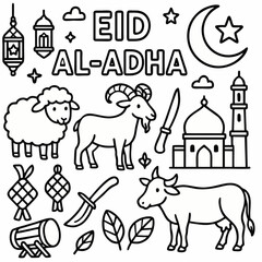 Eid al-Adha Vector Elements – Islamic & Traditional Theme
