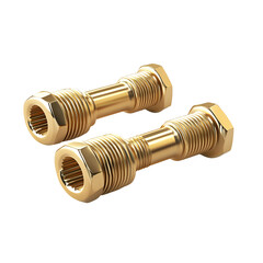 Two Golden Bolts Closeup View Industrial Hardware,