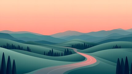 Scenic winding road through idyllic mountain landscape