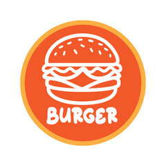 Simple Burger Logo Design Bold Outline Vector
