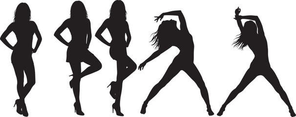 Dancing girl movement silhouette vector illustration