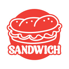 Very Simple Sub Sandwich Logo Design with Circle Outline