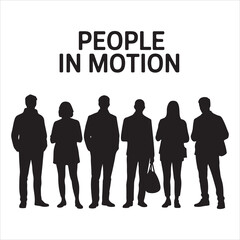 Black Vector Silhouettes of People Standing in Casual and Neutral Poses