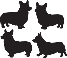 Corgi dog standing silhouette vector illustration