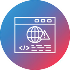 Website Warning Line Gradient Circle Background Icon