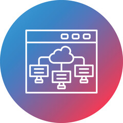 Cloud Computing Line Gradient Circle Background Icon
