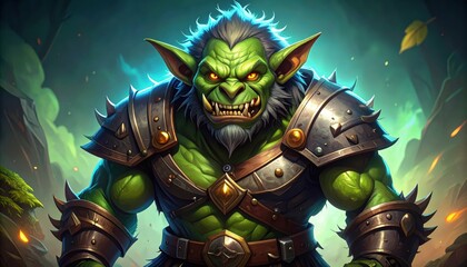 Fierce Armored Troll with Regenerative Abilities and Crude Armor