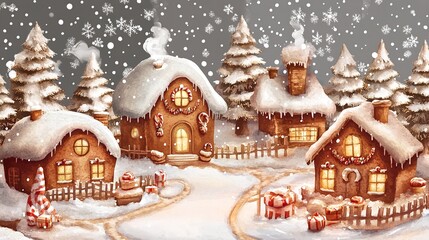 Gingerbread watercolor illustration isolated on transparent

