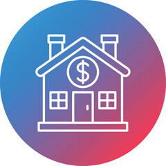 Home Price Line Gradient Circle Background Icon