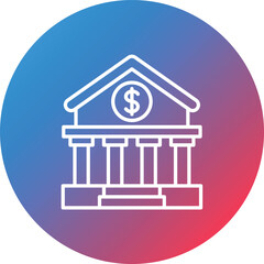 Bank Line Gradient Circle Background Icon