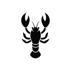 Obraz premium a minimalist black filled vector illustration of a lobster.eps