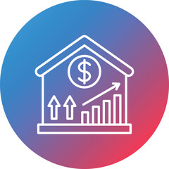 Price Increase Line Gradient Circle Background Icon