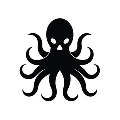 a clean minimalist black filled vector octopus.eps