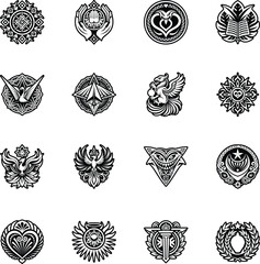 Set of Gratitude Tattoos Filled Style Icons 

