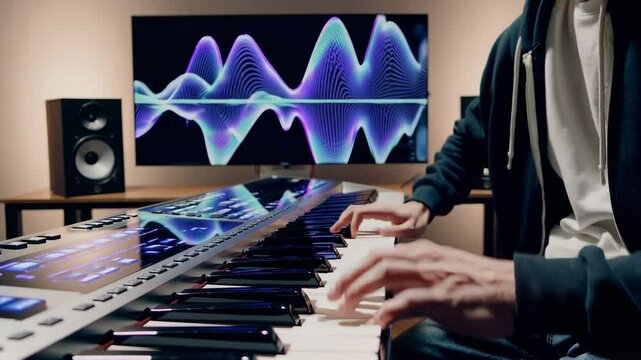 Collaborative Music Production with AI and Human Creator, Synthesizer Performance Scene