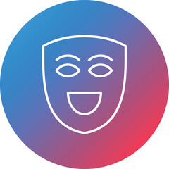 Theatre Mask Line Gradient Circle Background Icon