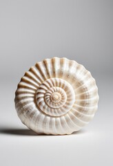 Elegant seashell showcasing intricate natural patterns and textures, perfect for coastal themes.