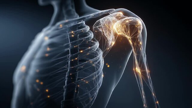 Animated Human Shoulder and Arm Bones Scan Rotating View