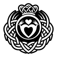 Glyph style icon depicting claddagh tattoo