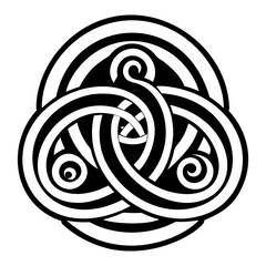 Filled style icon of triple spiral tattoo