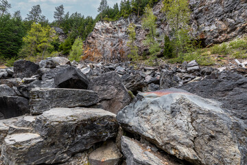 Rock Slide along the Trail to the Tamanawas Falls in Oregon