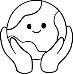 Hand Holding The Earth Globe Outline