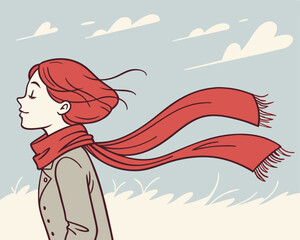 Scarf Blowing In Wind