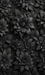 Intricate charcoal floral wallpaper  Seamless dark pattern , black, seamless, wallcovering