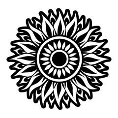 A solid style icon showing sunflower tattoo