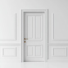White door in a white room with classic molding