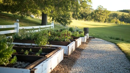 Serene Vegetable Garden Path