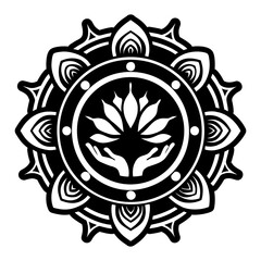 A solid style icon of lotus tattoo