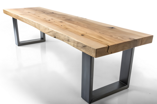 a uniquely shaped wooden serving board with a handle featuring a circular cutout, with a folded purple and white checkered kitchen towel placed on top on white or transparent background