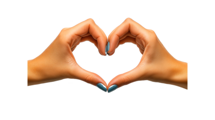 Heart symbol made with hands on transparent background for creative use