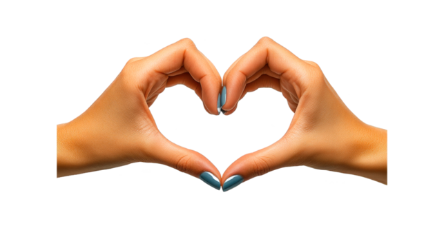 Heart symbol made with hands on transparent background for creative use - Powered by Adobe